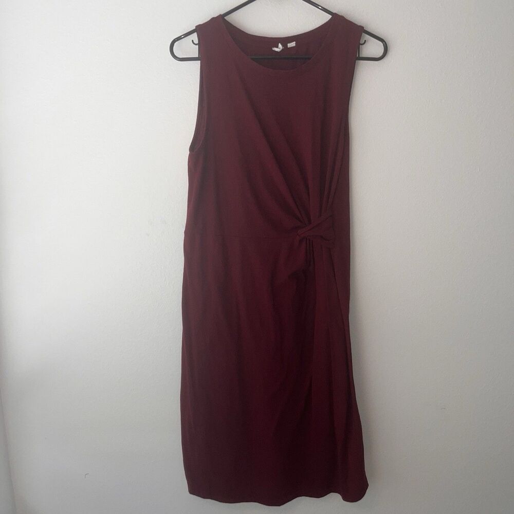 Gap Women’s Small Side Tie Midi Stretchy T-Shirt Tank Dress Burgundy